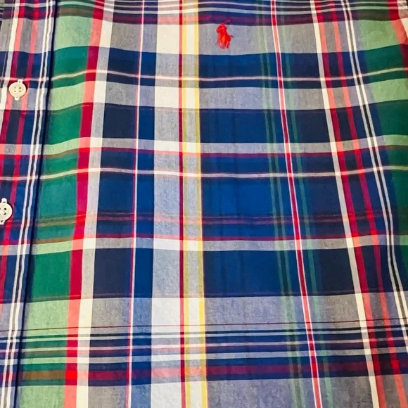 Ralph Lauren Blue Label Men's Blue and Green Plaid Button Down Shirt Size 3XB - Picture 8 of 11